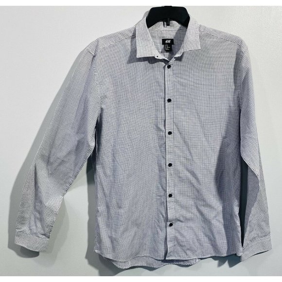 H&M Shirts Hm Mens Dress Shirt Size Xl Easy Iron Long Sleeve Black